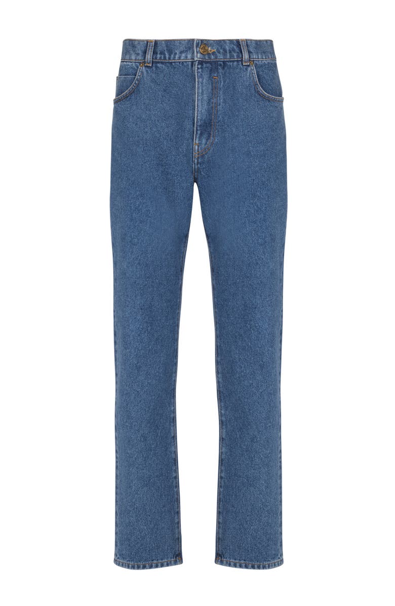 Balmain Blue denim straight-cut jeans, Main, color, Blue