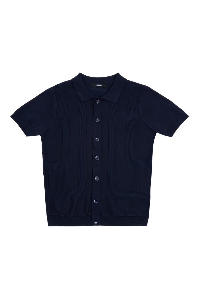 Kids' Short Sleeve Cardigan, Main, color, NAVY