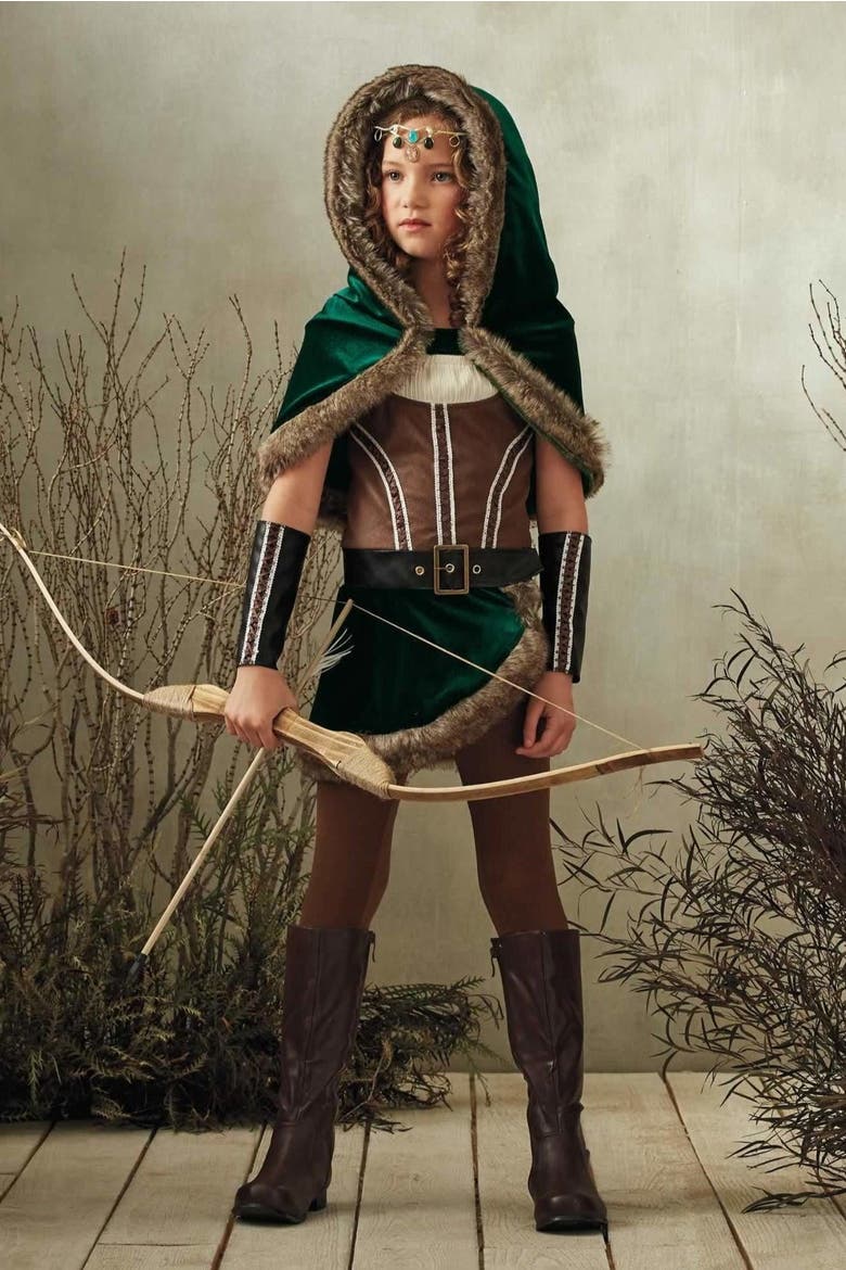Archer Costume For Girls, Alternate, color, Brown