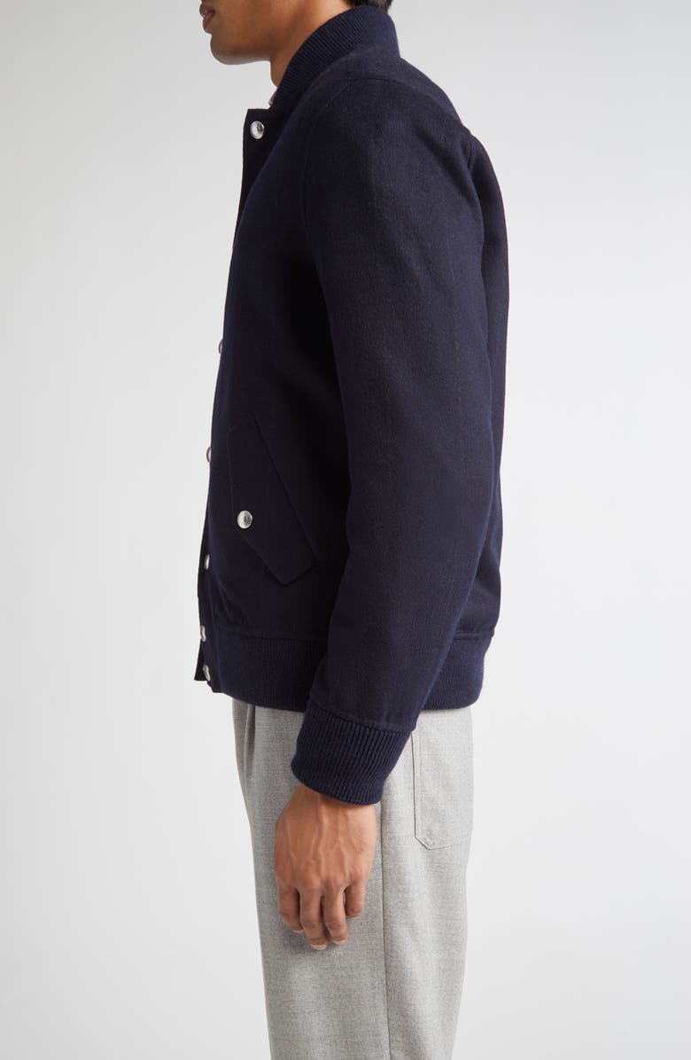 Eleventy Wool Bomber Jacket, Alternate, color, 11 Navy Blue