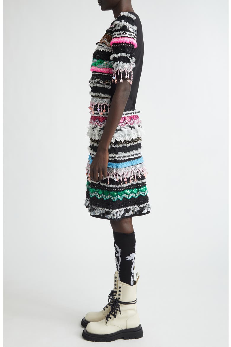 Starbrites Embellished Jersey Dress, Alternate, color, BLACK MULTI