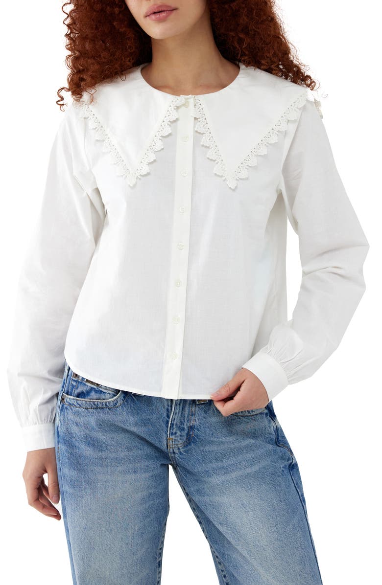 BDG Urban Outfitters Cotton Swallowtail Collar Button-Up Shirt, Main, color, 