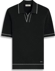 Bugatchi Johnny Collar Basket Stitch Cotton Blend Polo Sweater