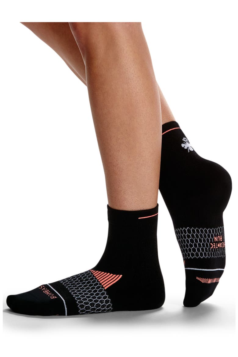 Merino Wool Blend Quarter Crew Running Socks, Main, color, BLACK