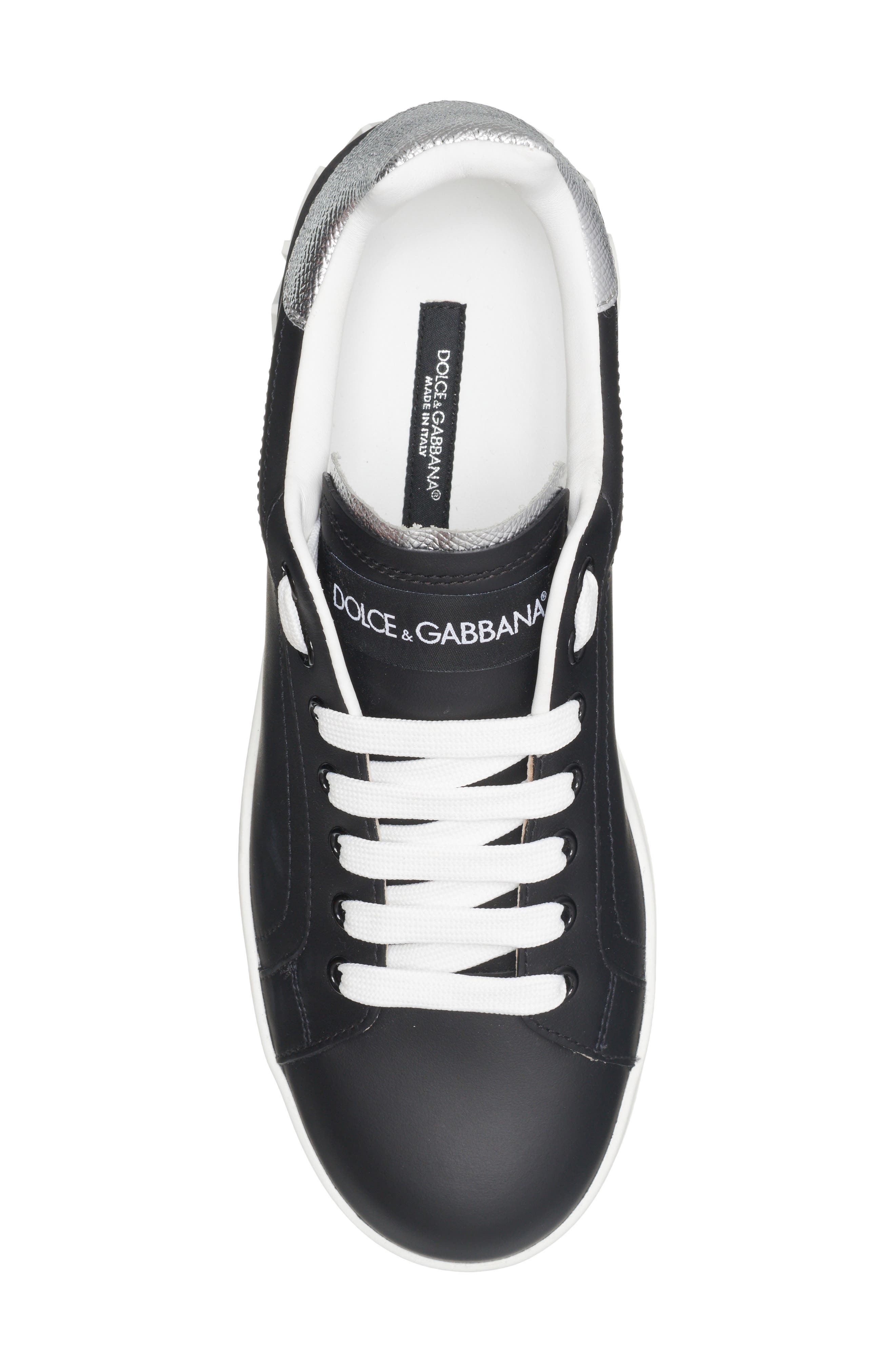 Dolce&Gabbana Portofino Sneaker, Alternate, color, Black/ Silver