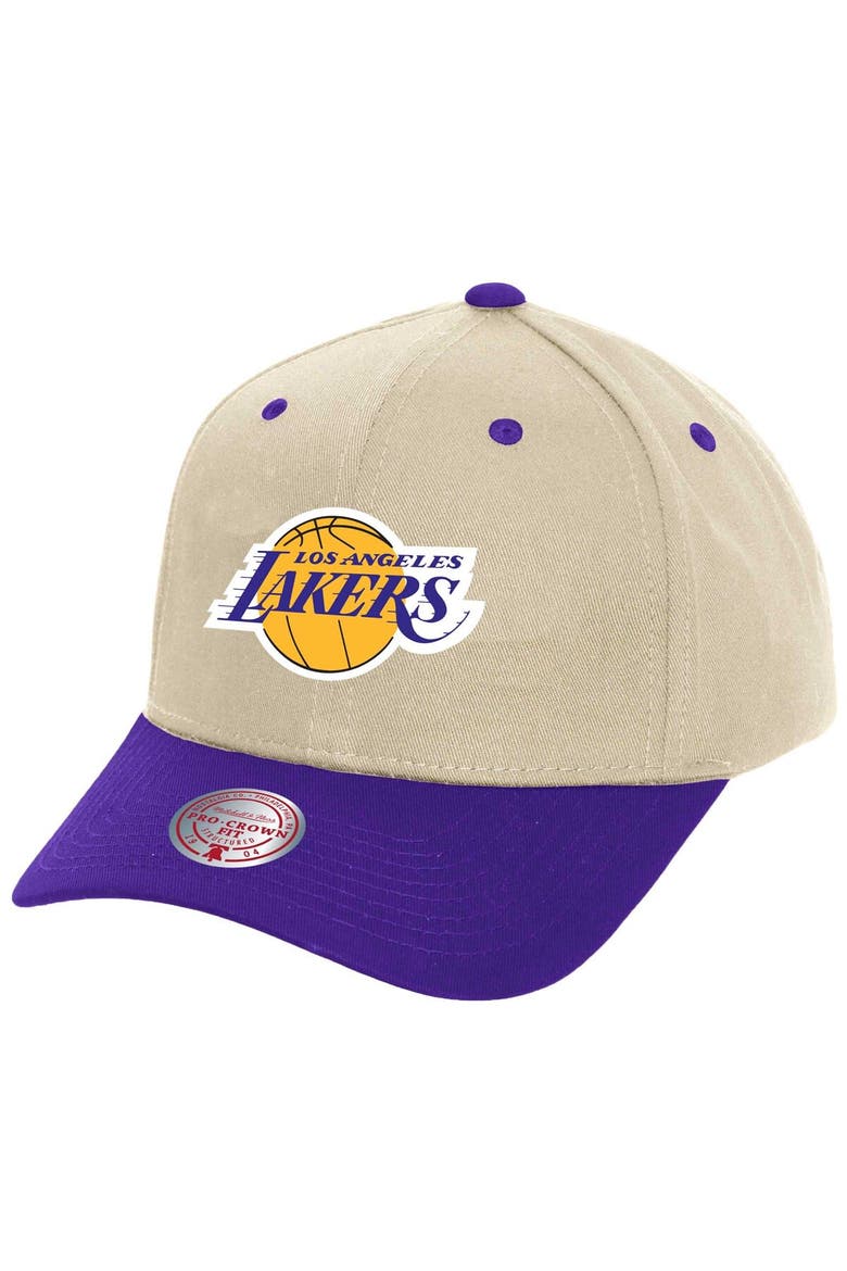 Men's Mitchell & Ness Cream Los Angeles Lakers Game On Two-Tone Pro Crown Adjustable Hat, Main, color, Cream