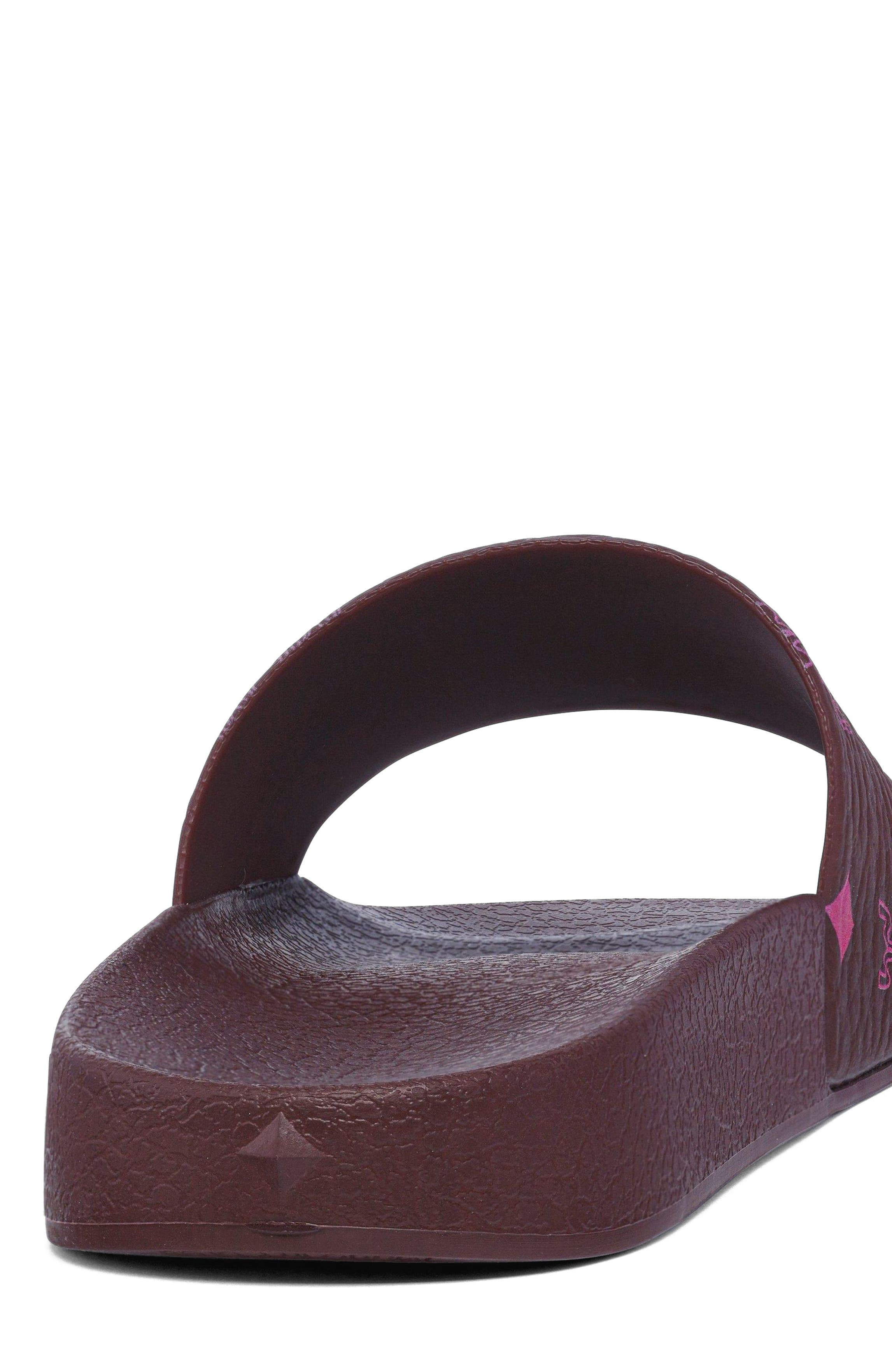 MCM Monogram Print Rubber Slides, Alternate, color, Cinnamon