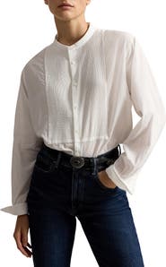 Polo Ralph Lauren Pintuck Band Collar Cotton Button-Up Shirt