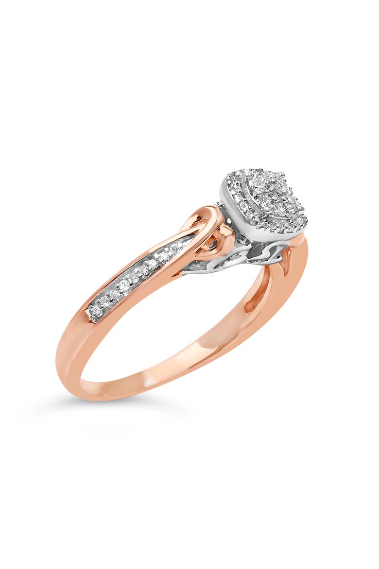 14K Rose Gold Plated Sterling Silver 1/6 Cttw Diamond Knot Cluster Ring, Alternate, color, White Gold over Silver