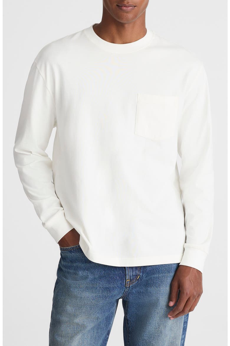 The Vintage Long Sleeve Pocket T-Shirt, Main, color, SOFT WHITE