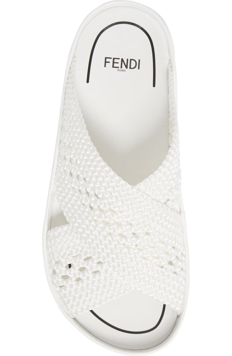 Fendi FF Logo Woven Slide Sandal, Alternate, color,