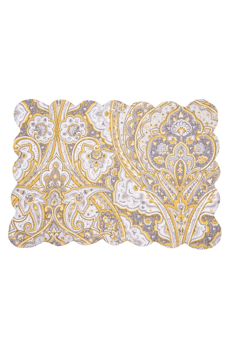 Shay Damask Placemats Set of 6 13" x 19", Alternate, color, Orange