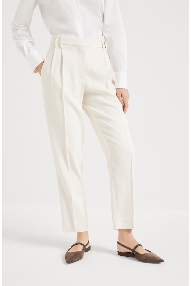 Comfort viscose couture twill slouchy trousers with monili, Alternate, color, Ivory