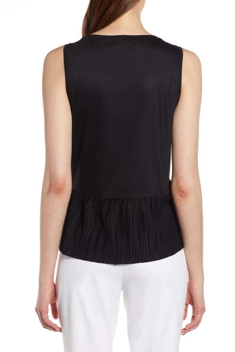 Pleat Peplum Tank, Alternate, color, BLACK