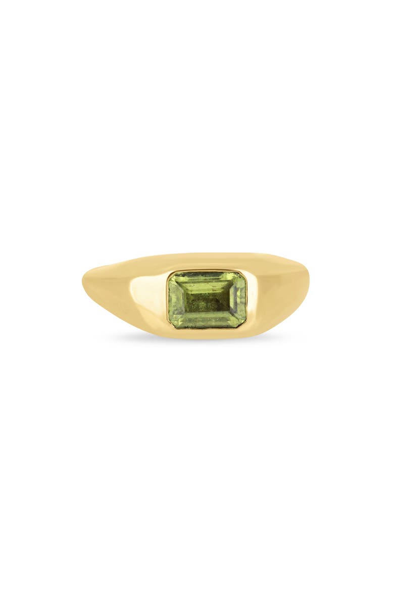 14k Gold Peridot Signet Ring, Alternate, color, PERIDOT/ 14KY