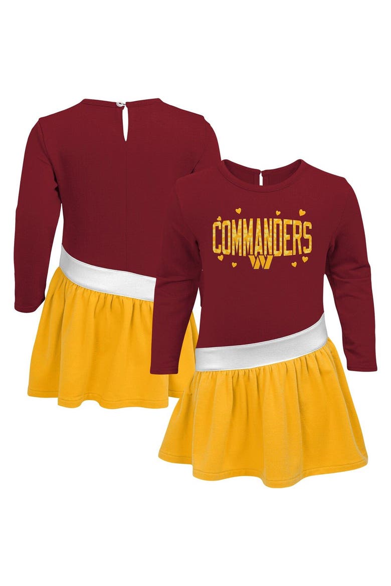 Girls Infant Burgundy/Gold Washington Commanders Heart to Heart Jersey Tri-Blend Dress, Main, color, Burgundy