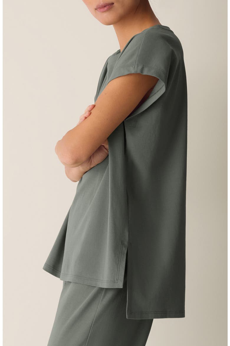 Jewel Neck Organic Cotton Pajama Top, Alternate, color, AGAVE