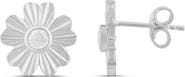 SHYMI Fluted Flower Cubic Zirconia Stud Earrings