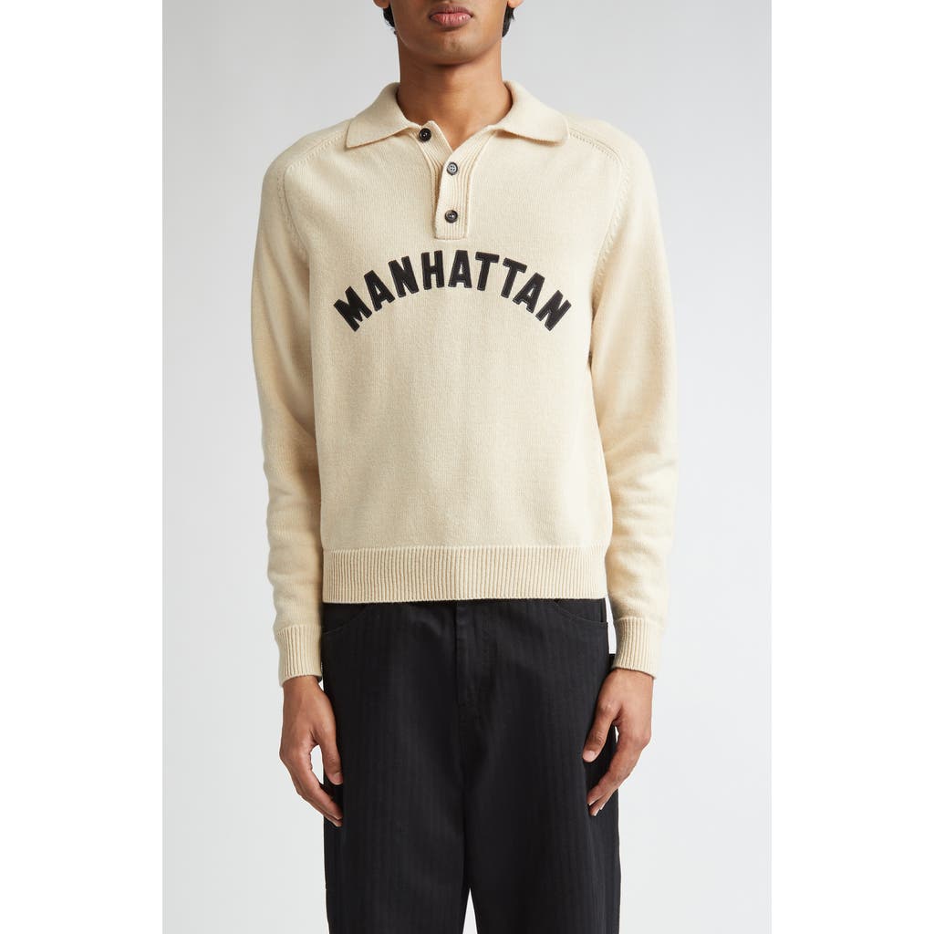 Bode Manhattan Polo Shirt In Beige