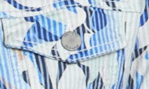 Apny Printed Denim Jacket In Blue Multi