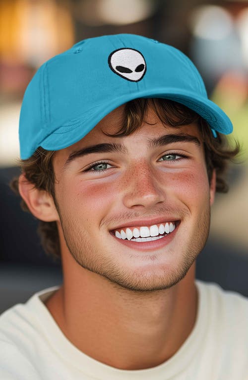 Dalix Alien Embroidered Classic Dad Cap In Teal