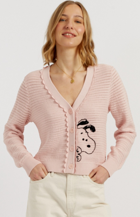 Cotton Snoopy Crochet Peekabo Cardigan