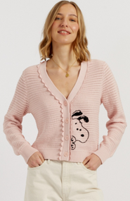 Chinti & Parker Cotton Snoopy Crochet Peekabo Cardigan