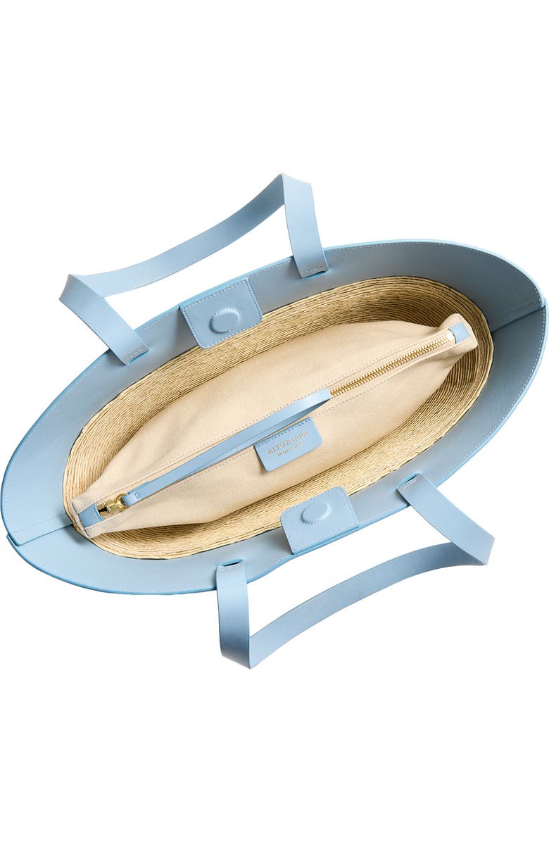 Altuzarra Knot Leather & Straw Basket Tote, Alternate, color, Danube