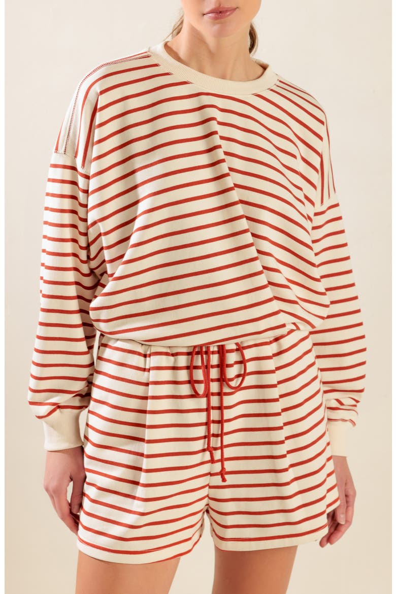 Striped Terry Top, Main, color, CREAM/ PUMPKIN