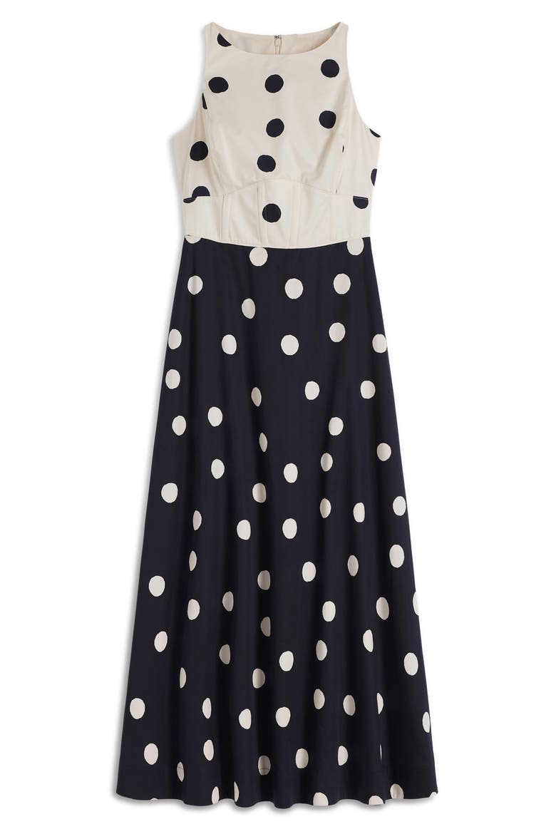 Silvia Boned Bodice Maxi Dress, Alternate, color, FRENCH NAVY PAINTED SPACED DOT