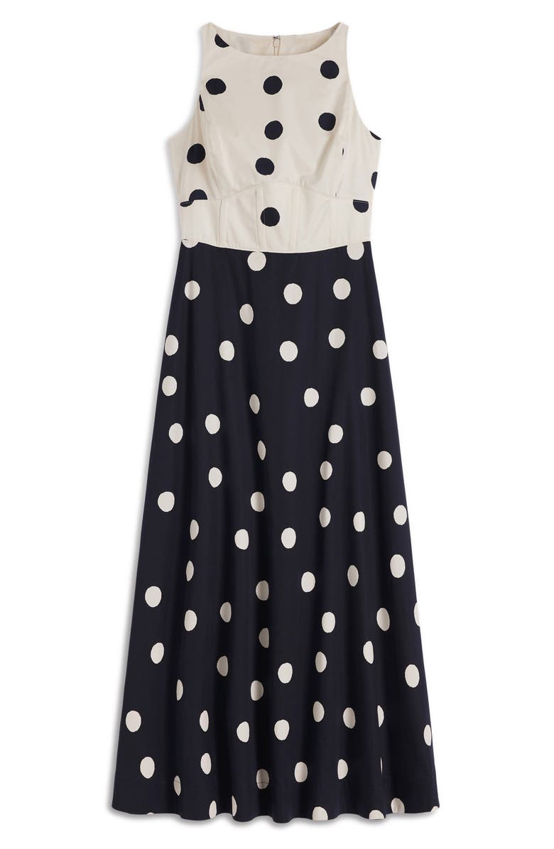 Boden Silvia Boned Bodice Maxi Dress, Alternate, color, French Navy Painted Spaced Dot