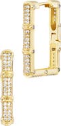 SAVVY CIE JEWELS Square Banded Pave Hoop Earrings