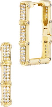 SAVVY CIE JEWELS Square Banded Pave Hoop Earrings