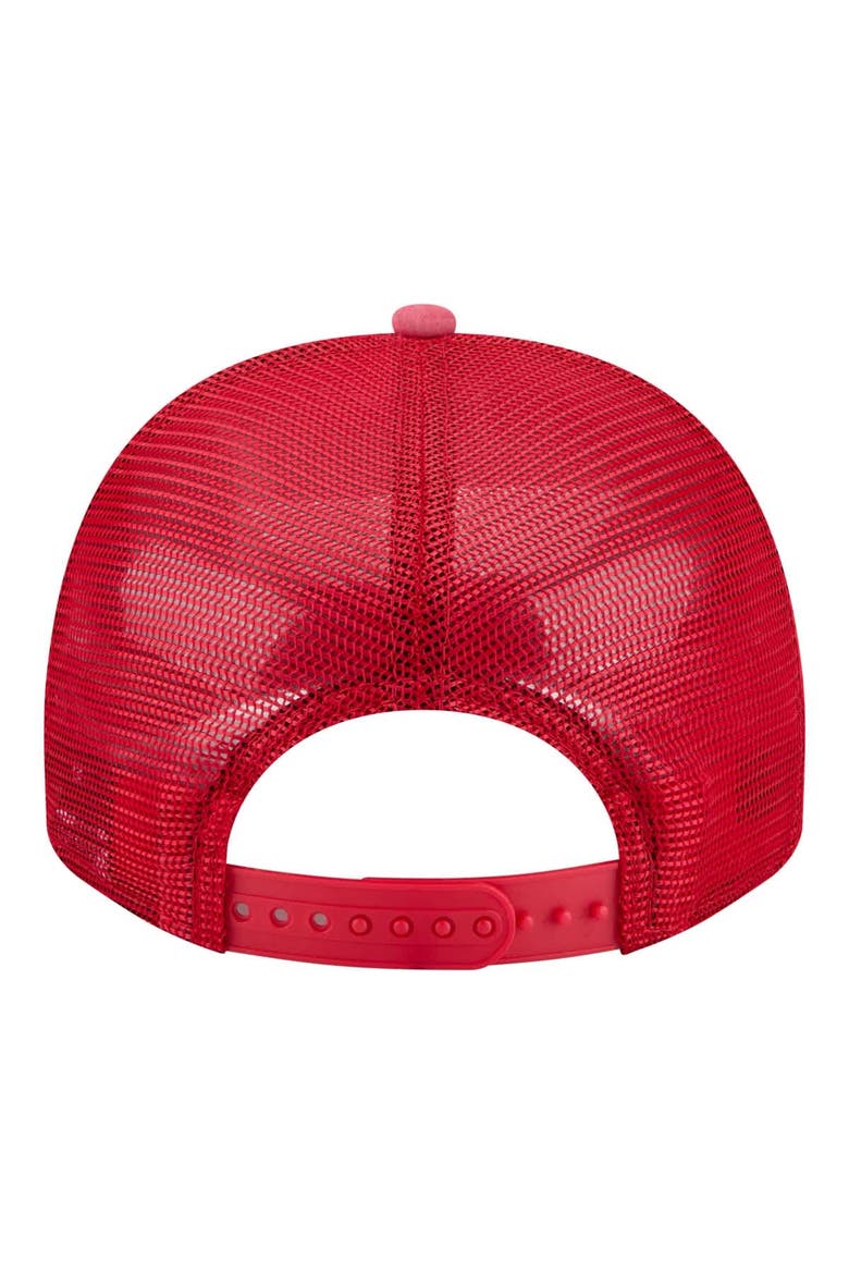 Men's New Era  Red Detroit Red Wings Faded A-Frame 9FIFTY Trucker Snapback Hat, Alternate, color, Red