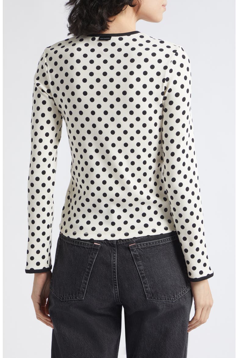 Lipua Palo Kioski Polka Dot Rib Knit Top, Alternate, color, OFF WHITE BLACK