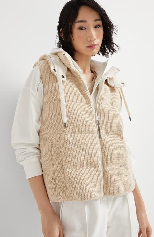 Brunello Cucinelli Knit Down Vest In Butter