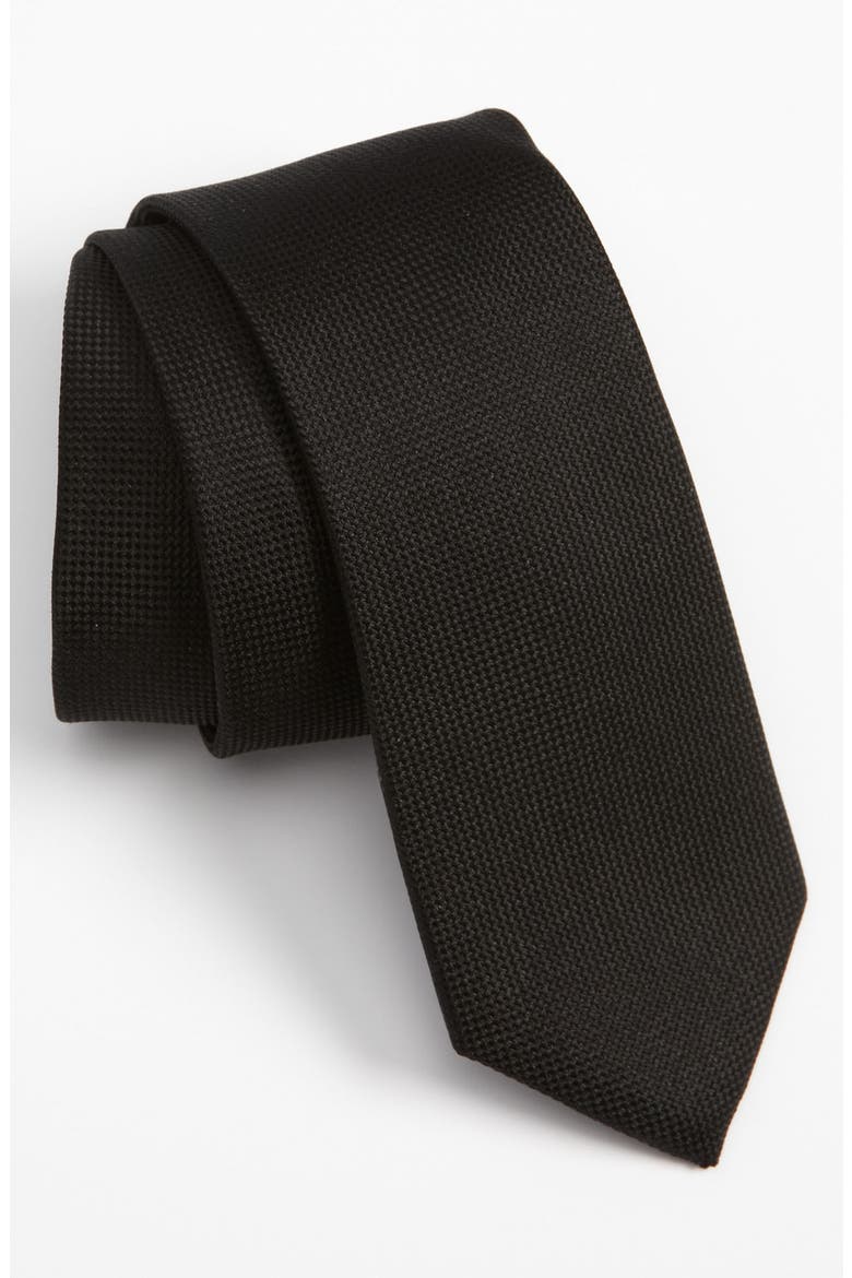 Woven Silk Tie, Main, color, BLACK