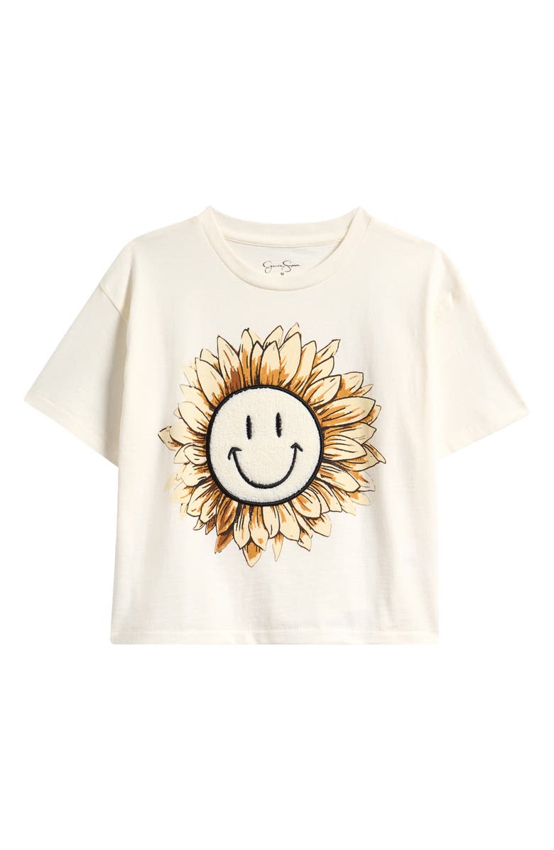 Jessica Simpson Kids' Classic Smiley Sunflower Graphic T-Shirt, Main, color, 