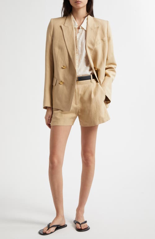 Shop Nili Lotan Beatrice Linen & Silk Shorts In Khaki