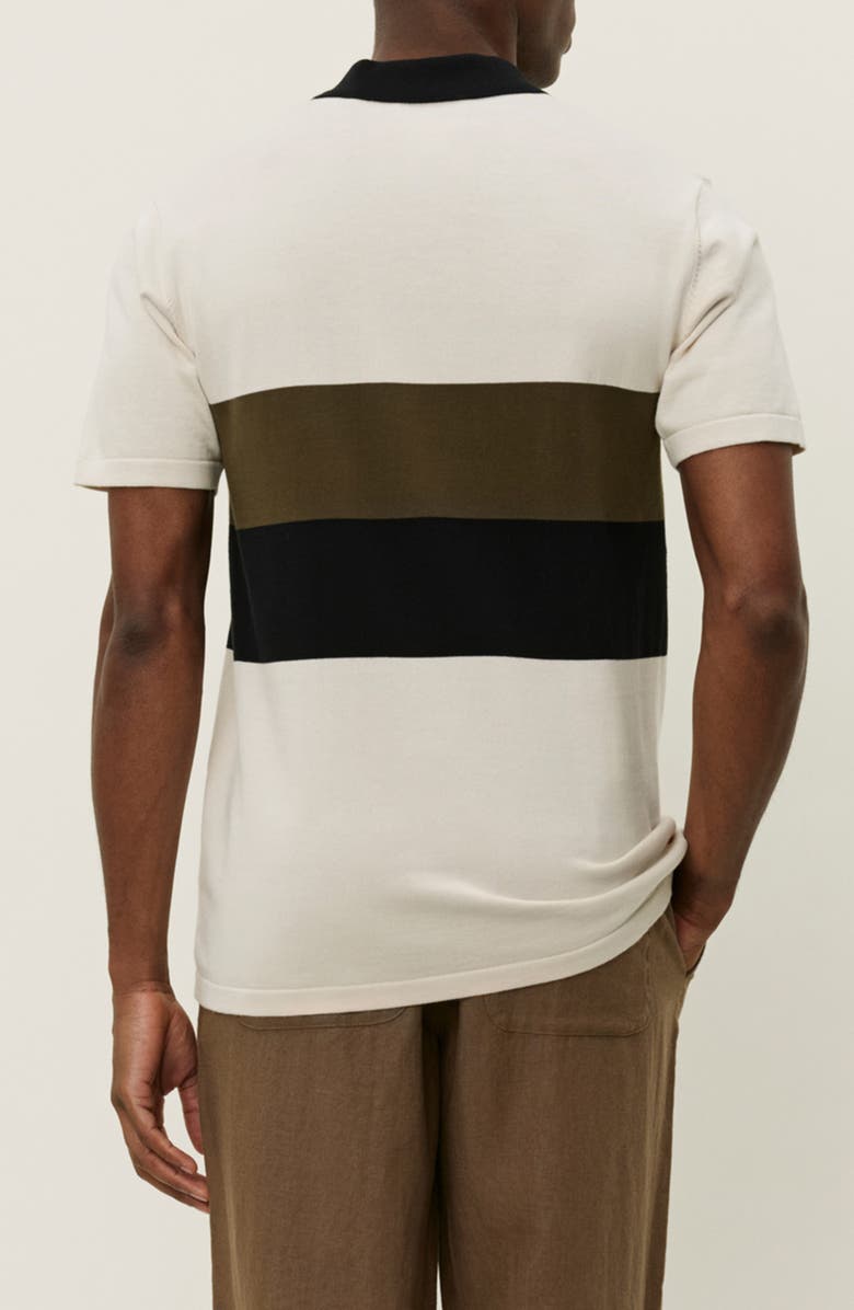 Les Deux Raul Colorblock Stripe Zip Polo, Alternate, color, Ivory