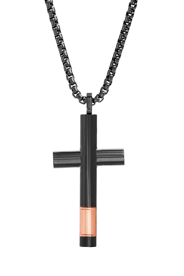 Cross Pendant Necklace, Alternate, color, BLACK
