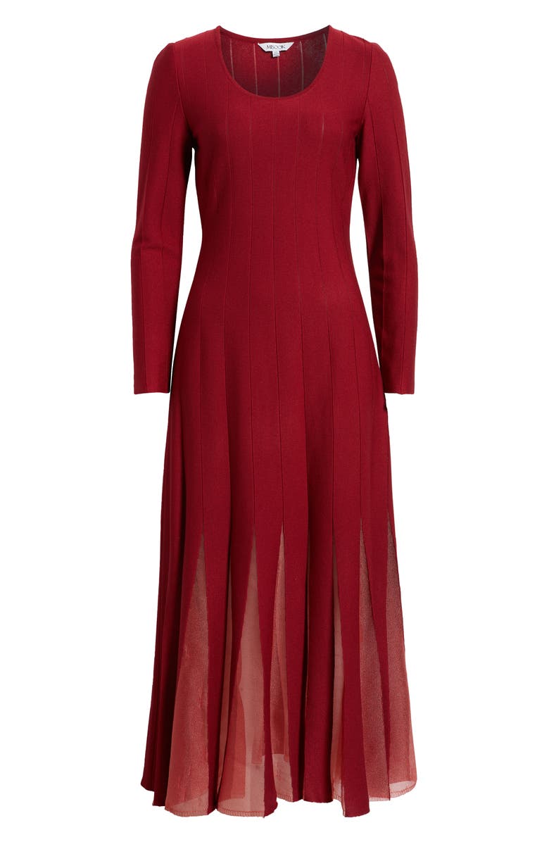 Misook Fit & Flare Long Sleeve Dress, Alternate, color, Scarlet Red