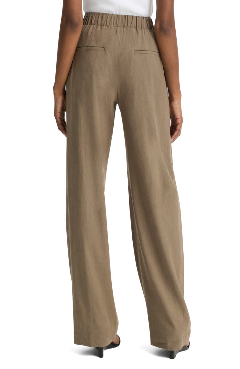Vince High Waist Pull-On Stretch Linen Blend Pants, Alternate, color, Moss Smoke