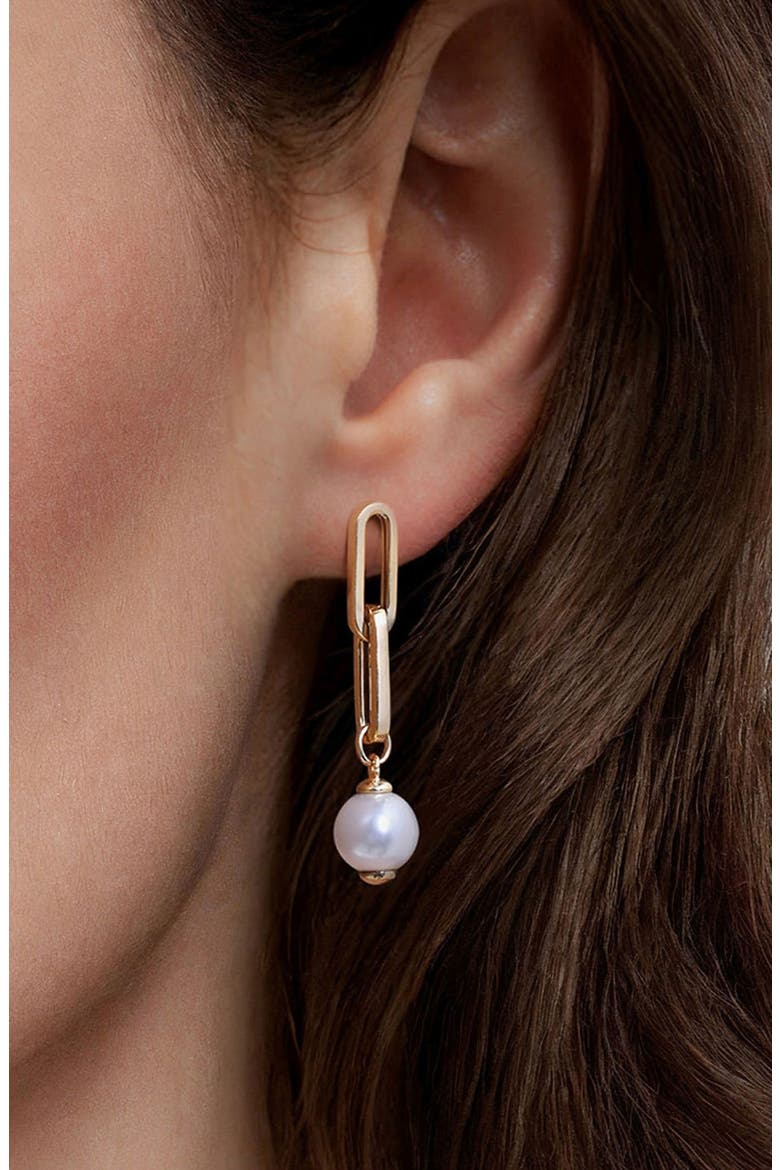 Pearl Drop Earrings, Alternate, color, GOLD