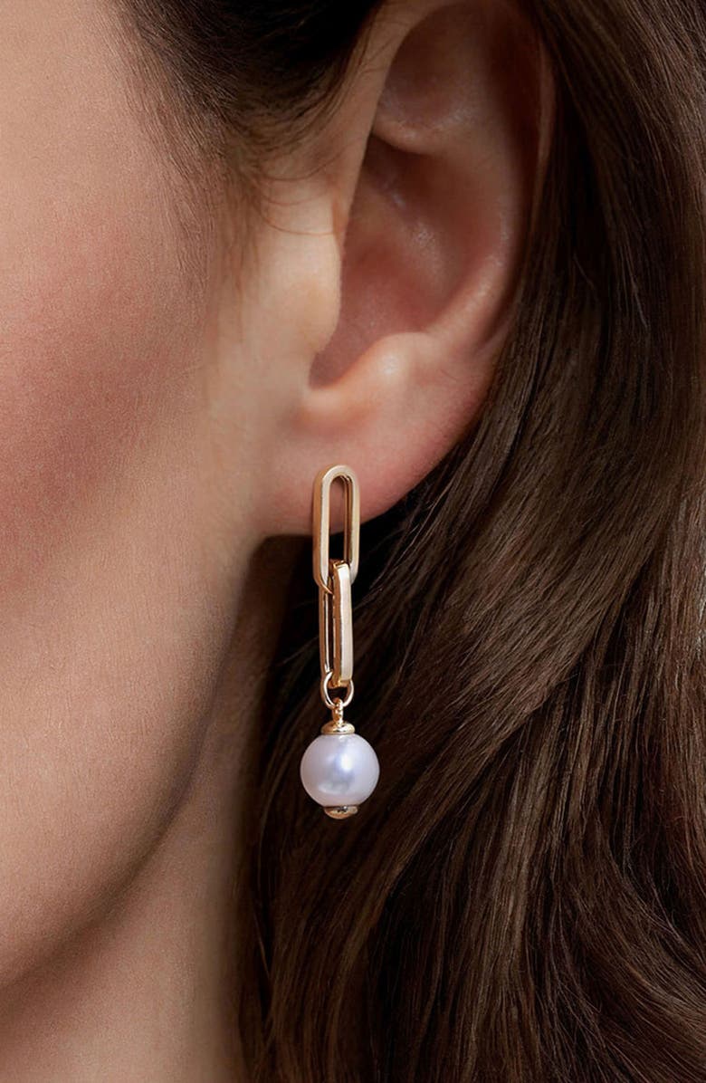Gabriel & Co. Freshwater Pearl Drop Earrings, Alternate, color, Gold