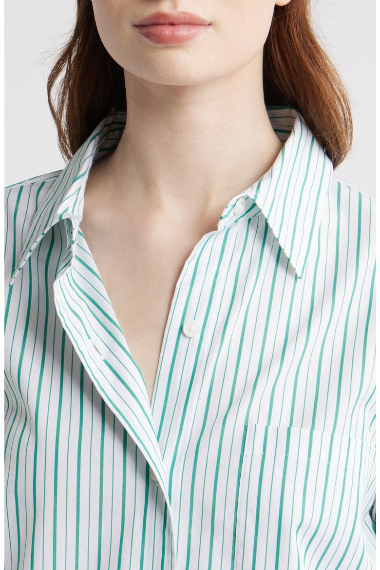 Connie Stripe Button-Up Shirt, Alternate, color, GREEN STRIPE