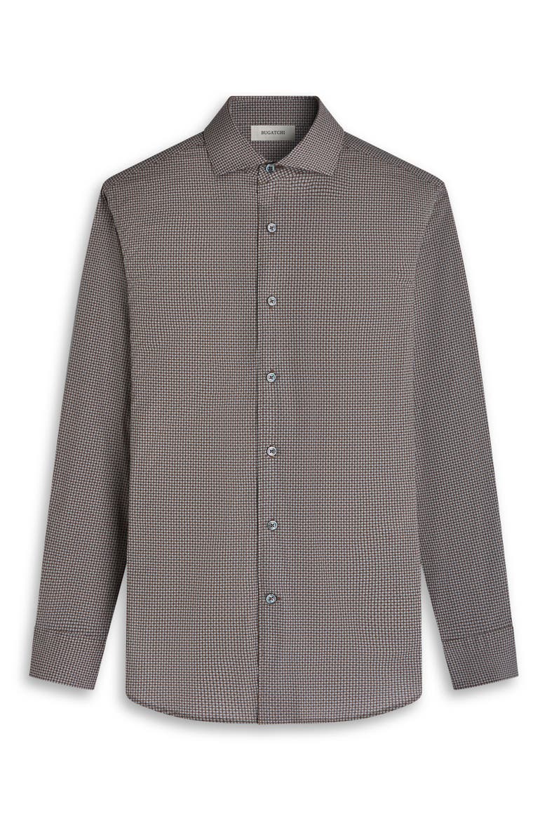 Alvin Trim Fit Dot Print Stretch Cotton Button-Up Shirt, Alternate, color, SIENNA