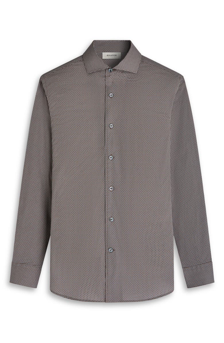 Bugatchi Alvin Trim Fit Dot Print Stretch Cotton Button-Up Shirt, Alternate, color, Sienna