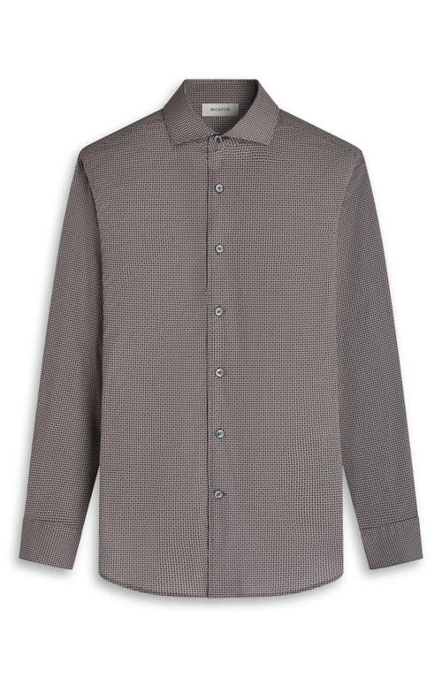 Bugatchi Alvin Trim Fit Dot Print Stretch Cotton Button-up Shirt In Brown