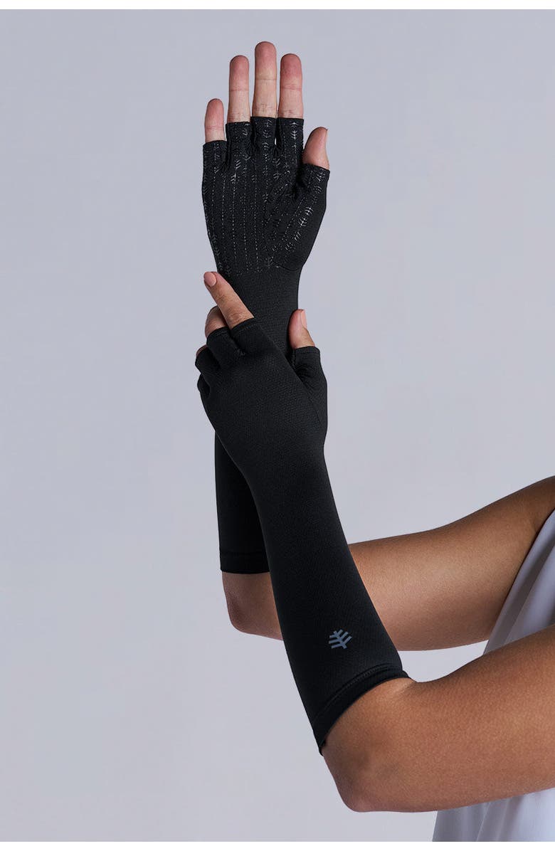 Coolibar Fingerless Mid-length UV Sun Gloves - UPF 50+ Sun Protection - Bona, Alternate, color, Black